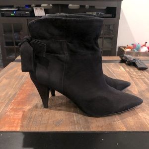 Black Suede Booties with Tie